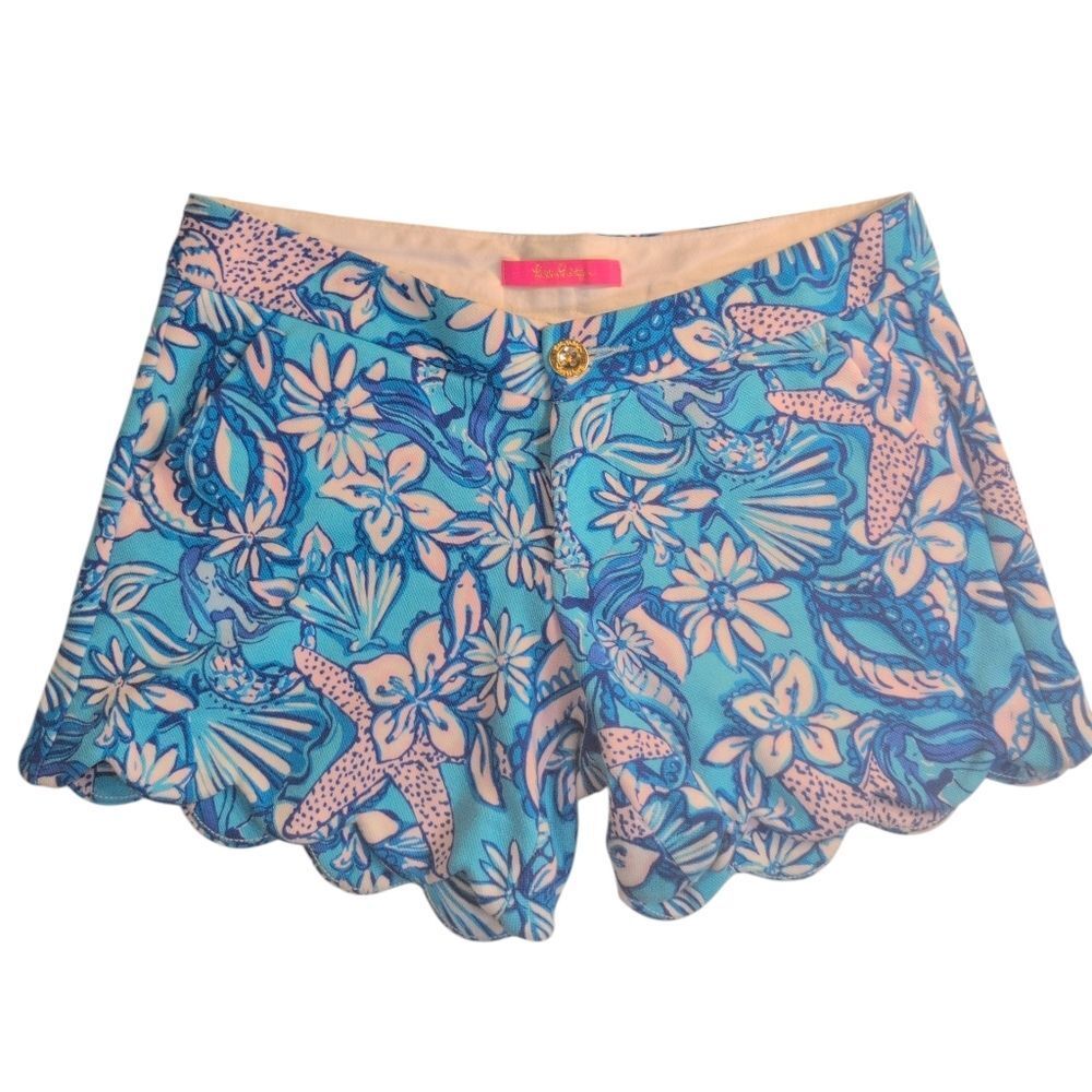 Lilly Pulitzer Blue and White Floral Women Shorts